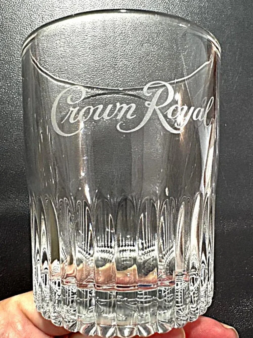 Limited Edition Etched Crown Royal Ribbed Est 1939 Whiskey Rocks Glasses - four